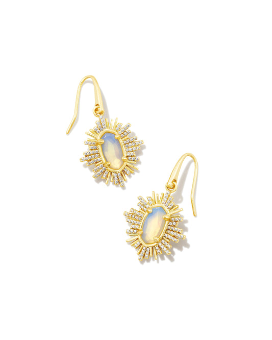 Drop earrings get a touch of vintage glamour in the Grayson Gold Sunburst Drop Earrings. A shimmering sunburst design beautifully frames our iconic stone shape, creating an art deco vibe we’re obsessed with. Lightweight for all-day wear yet elevated with extra sparkle, this pair is perfect for day-to-night styling. Gold