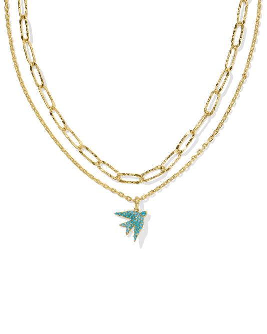 Gold Chain Necklace, Turquoise Blue Bird Charm, Lobster Clasp, Metal- 14K Gold Over Brass, Size- 16.5", 15.5" CHAINS WITH 3" EXTENDER, 0.75"L X 0.72"W PENDANT