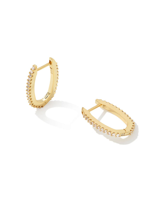 The huggie style you know and love gets an elongated silhouette in the Murphy Gold Pave Huggie Earrings in White Crystal. Lightweight and face-framing, these huggies’ thin oval shape creates a linear, contemporary look. Plus, they’re studded with petite pave crystals, because who doesn’t love a bit of sparkle.