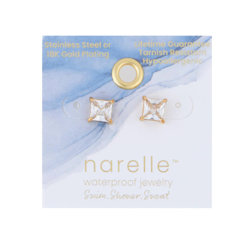 Square Cubic Zirconia Stud Earrings
