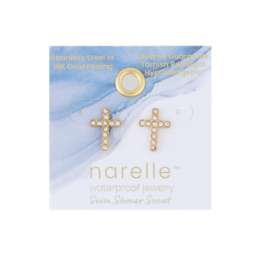 Pave Cross Stud Earrings
