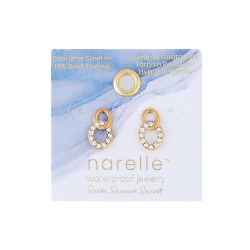 Double Circle Link Stud Earrings