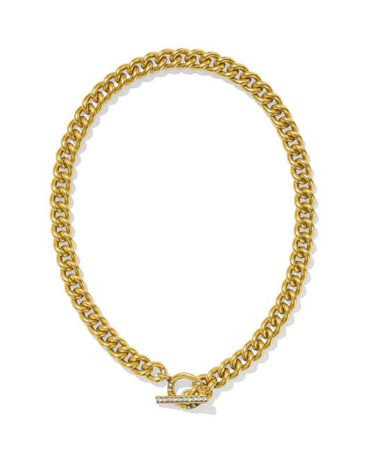 Gold Chain Necklace, Metal- 14K Gold Over Brass, T-Shaped Clasp, Size-18" CHAIN