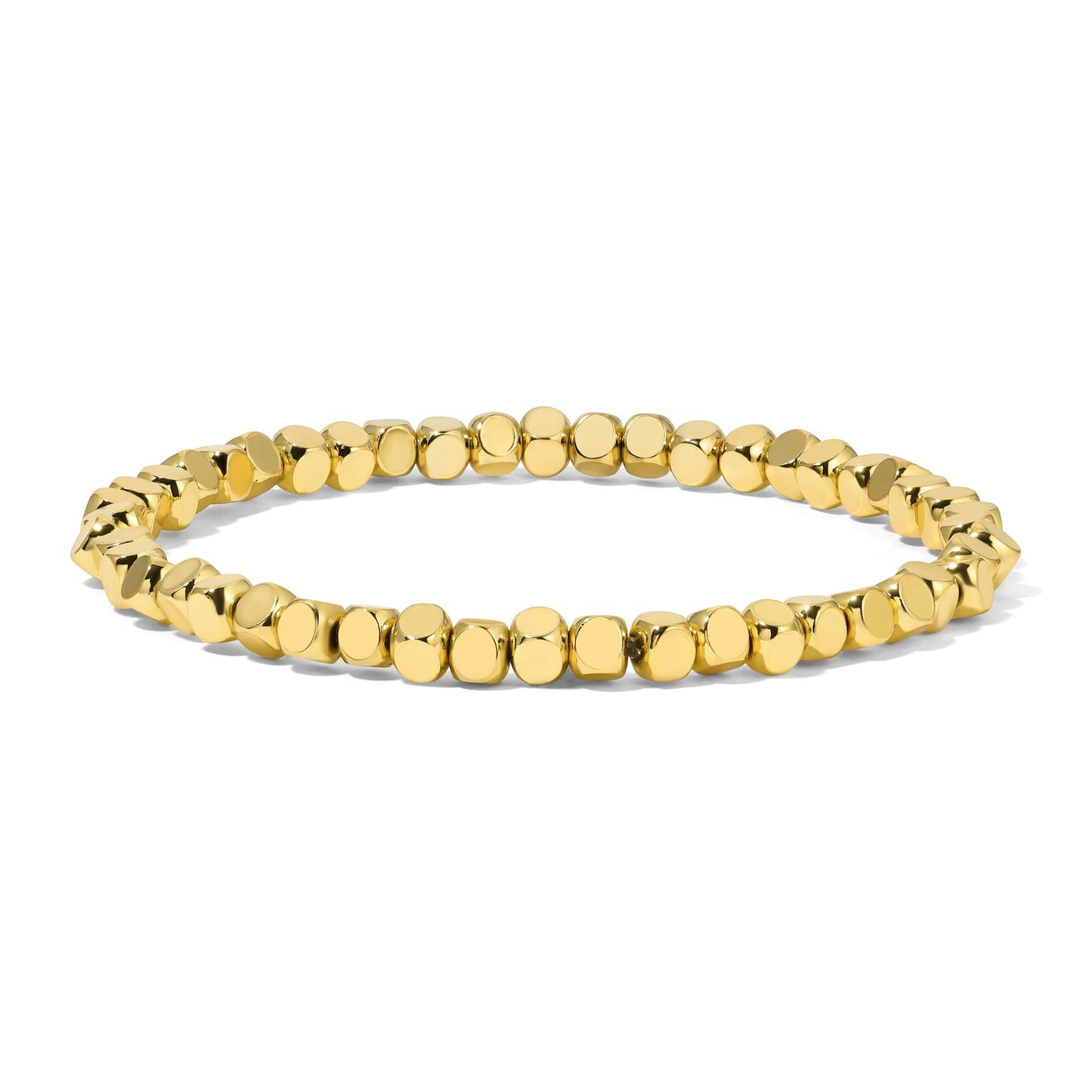 4mm Gold Cube Beaded Bracelet