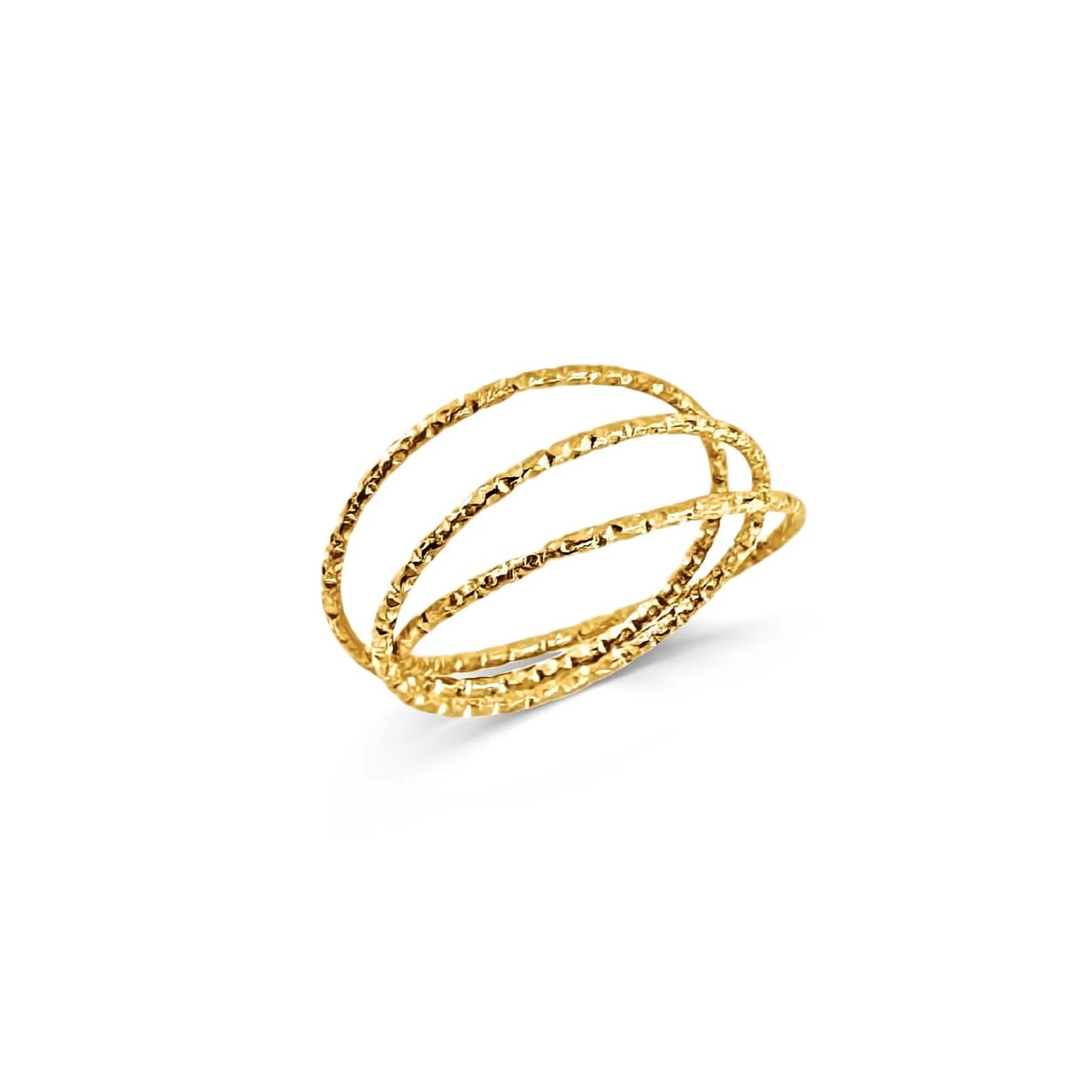 Gold Interlocking Hammered Ring 3 Pieces Interlocking