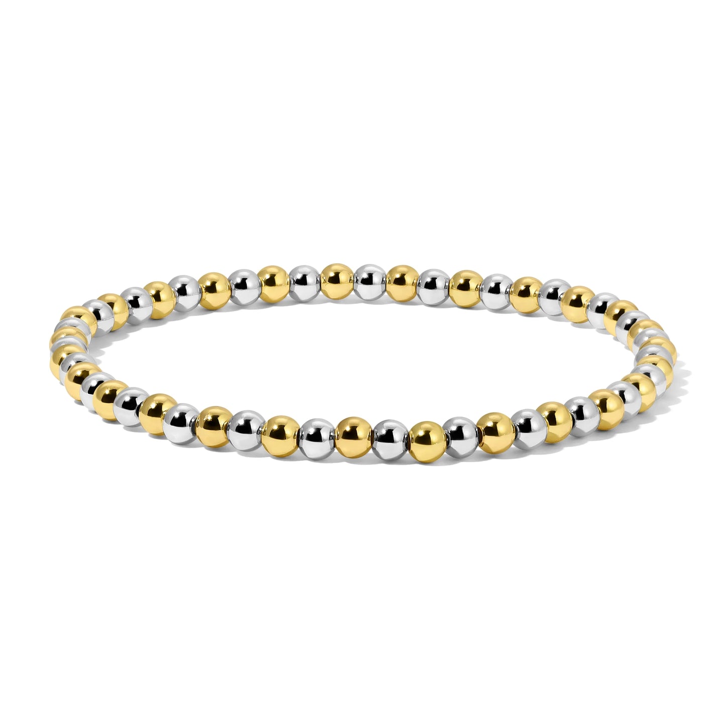 4mm Silver And Gold Mixed Beaded Bracelet