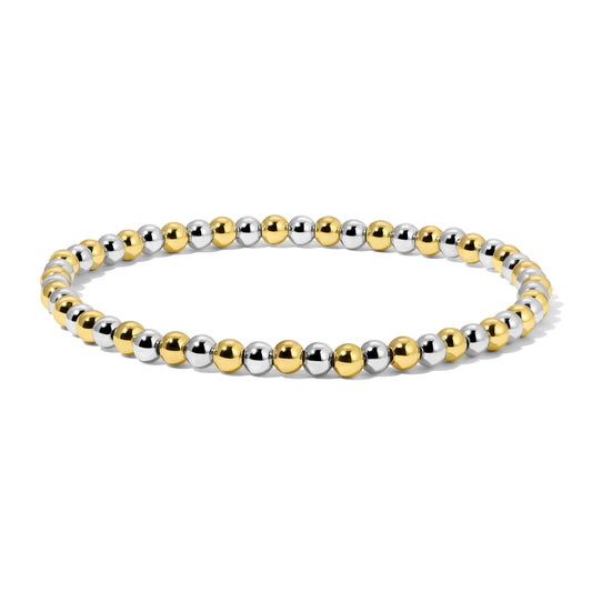 4mm Silver And Gold Mixed Beaded Bracelet