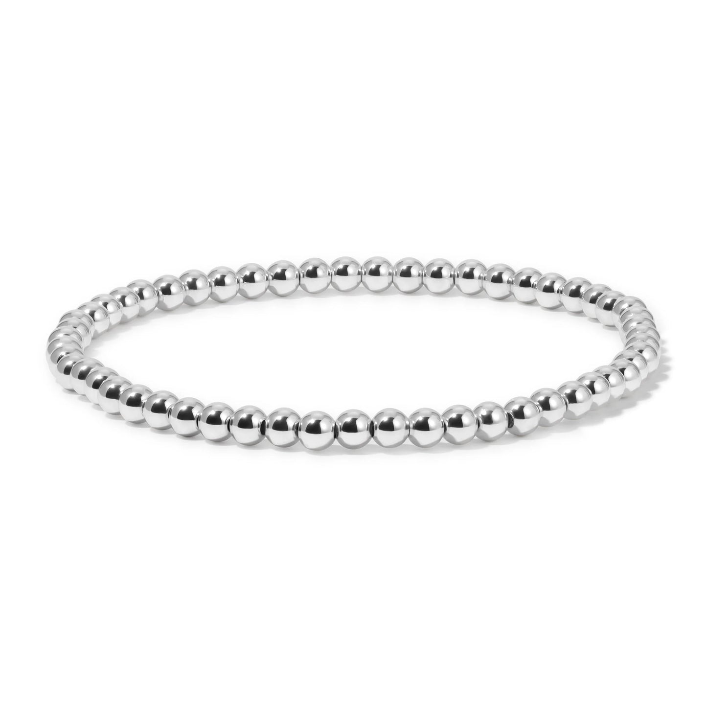 4mm Silver Round Beaded Bracelet
