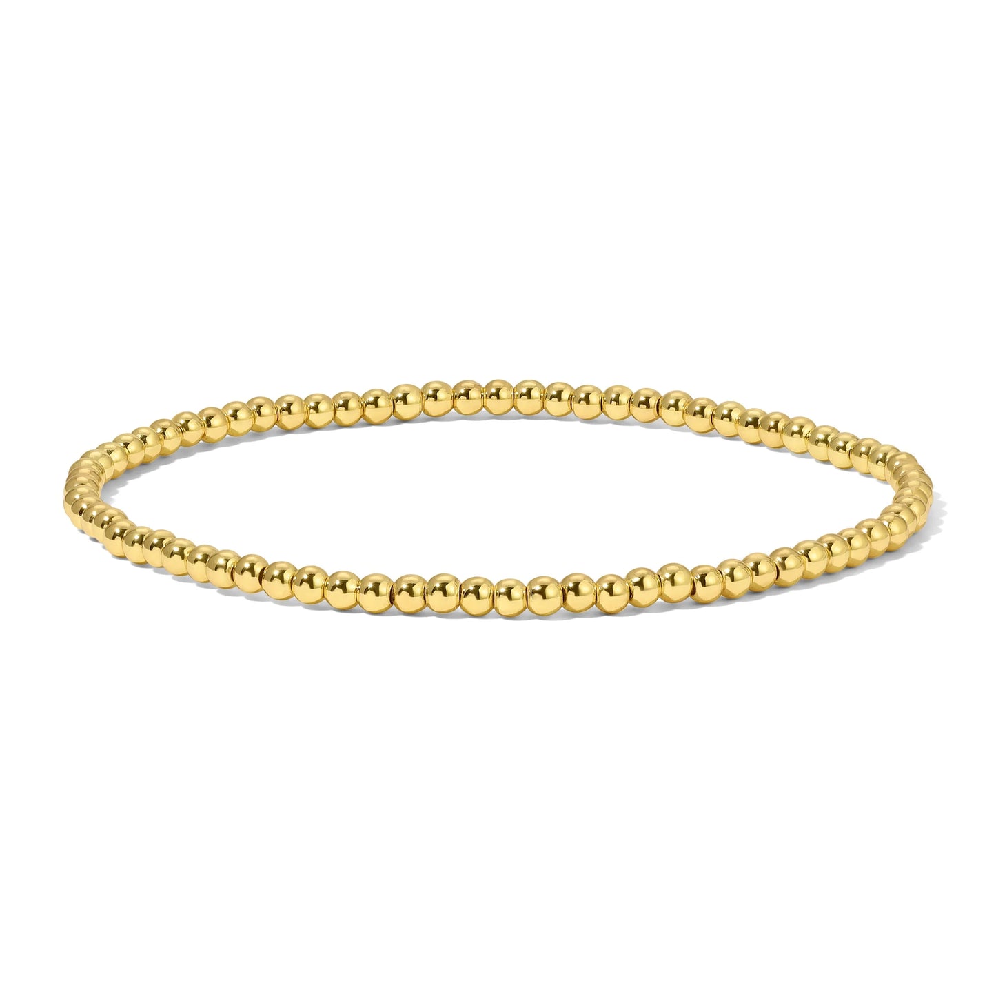 3mm Gold Round Beaded Bracelet