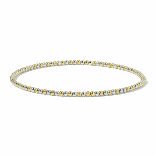 2.5mm Silver And Gold Mixed Round Beaded Bracelet