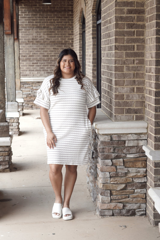 Taylor Striped Casual T-Shirt Dress