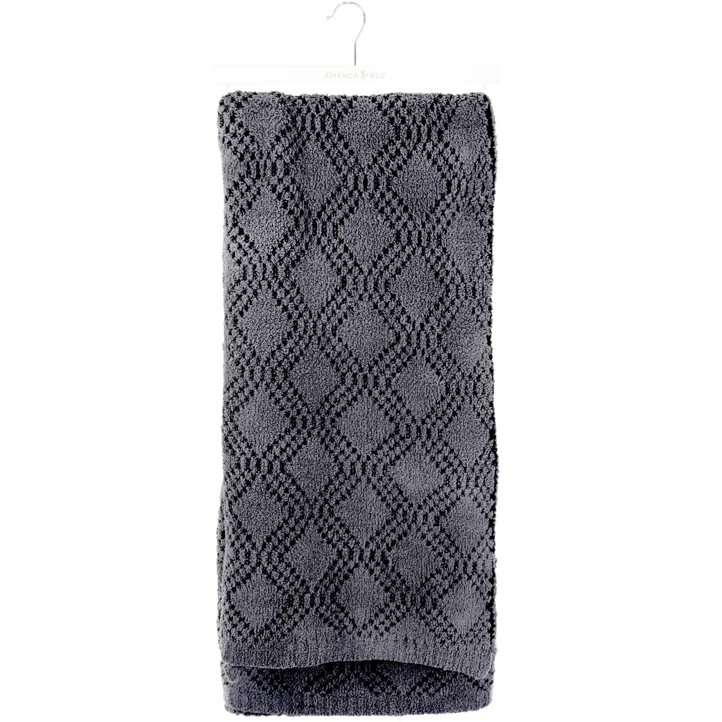 Amanda Blu Black Fluffy Knit Throw Blanket