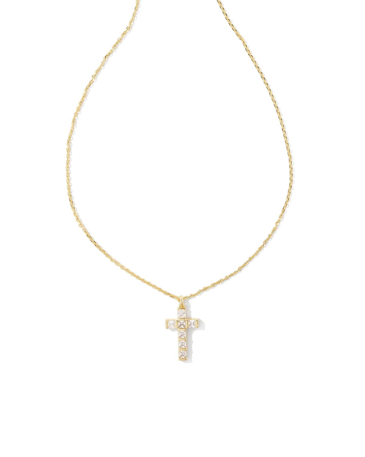 A meaningful symbol gets a touch of glam in the Gracie Gold Cross Short Pendant Necklace in White Crystal. Princess cut crystals are arranged in a sparkling cross shape and paired with a dainty chain. Sweet and full of shine, add this pendant to your everyday style rotation as a reminder of what matters to you most.