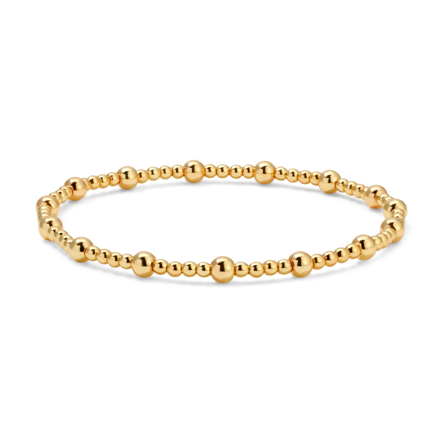 2.5 And 4mm Mix Gold Round Beaded Bracelet