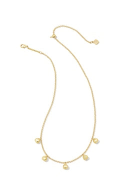 Keep it simple and sweet with the Gabby Strand Necklace in Gold. Featuring small metal drops with a little bit of geometric texture, this one is destined to be your new favorite layer. Dimensions 19' chain Gold