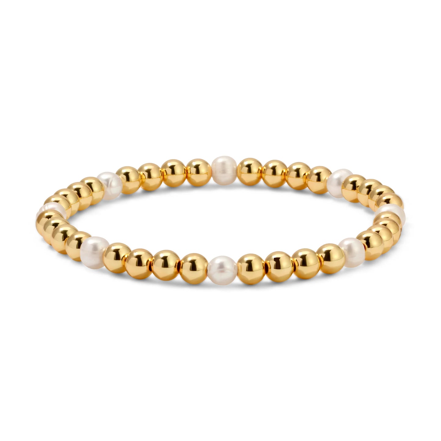 5mm Gold And Pearl Beaded Bracelet