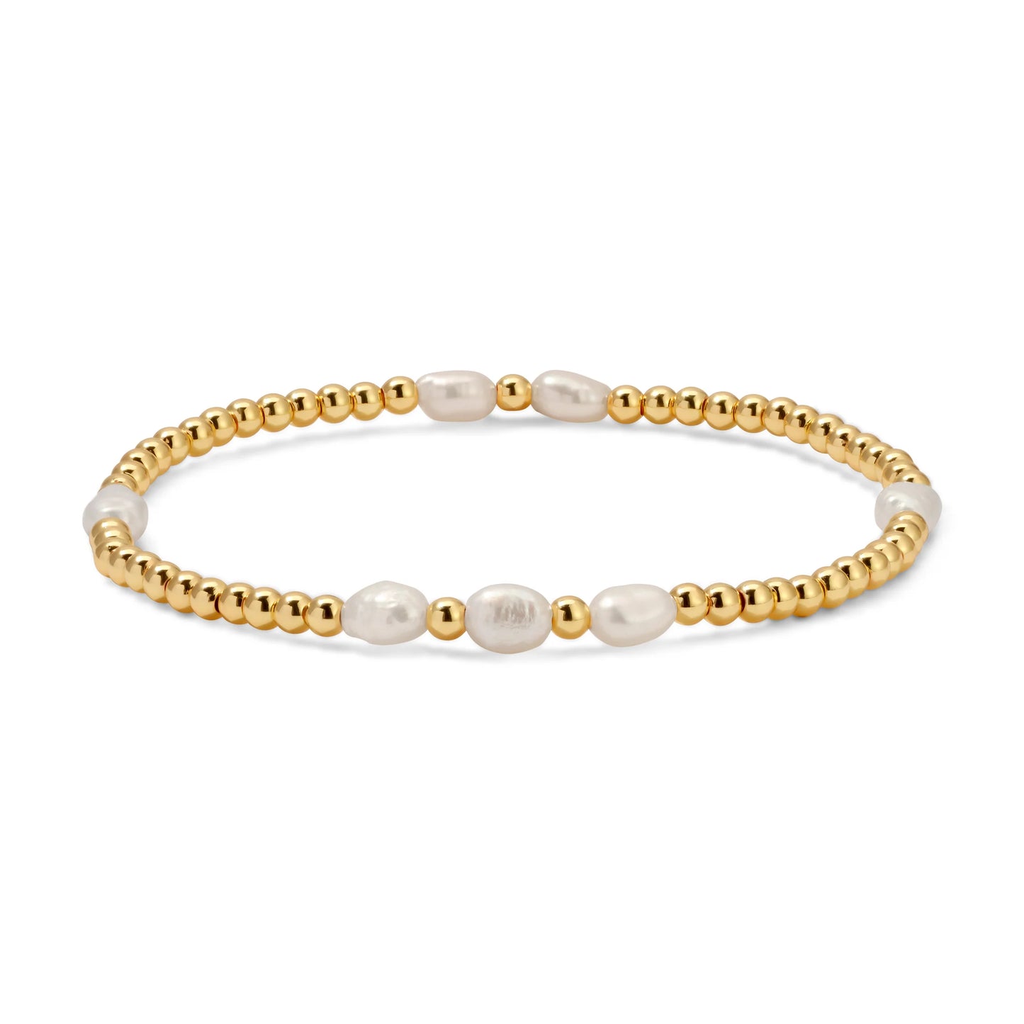 3mm Gold And Baroque Pearl Beaded Bracelet