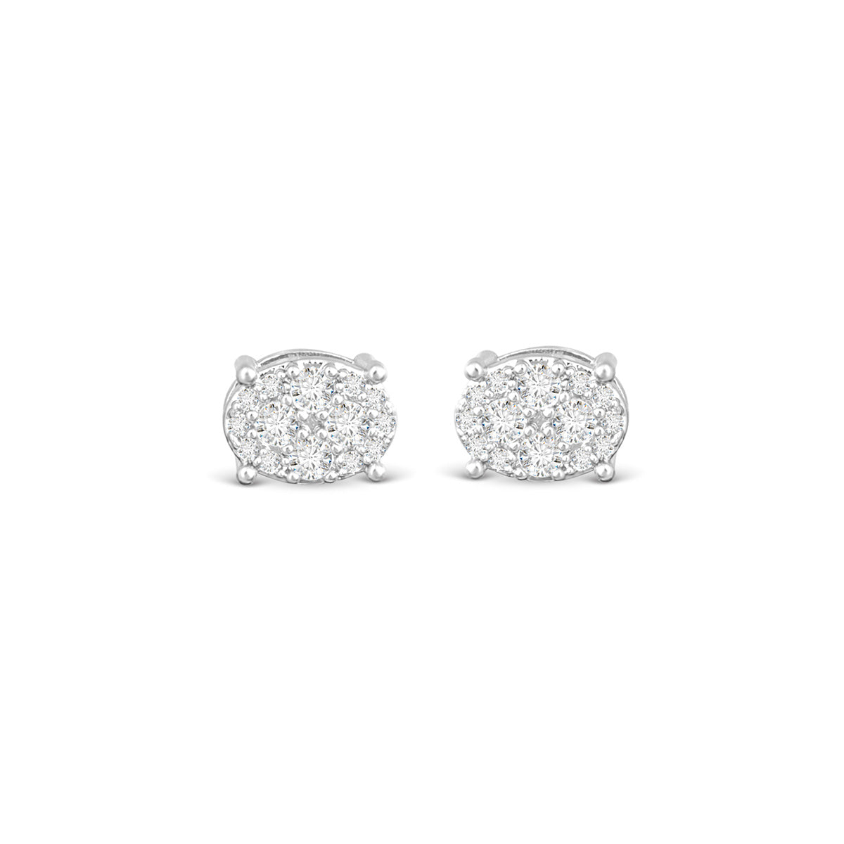 Pave Oval Stud Silver