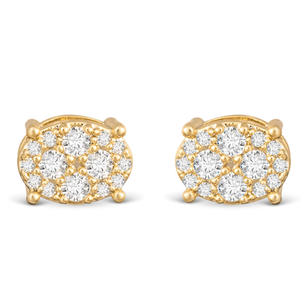 Pave Oval Stud Gold