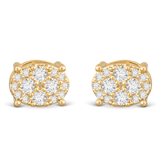 Pave Oval Stud Gold