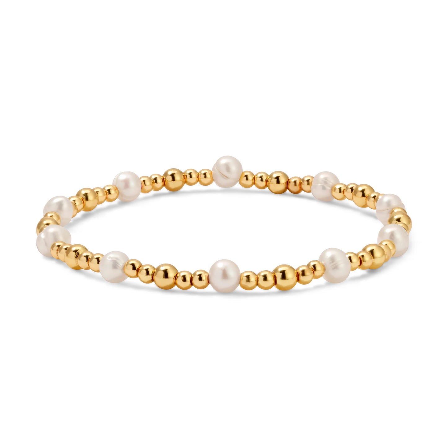 3mm Gold And Pearl Beaded Bracelet