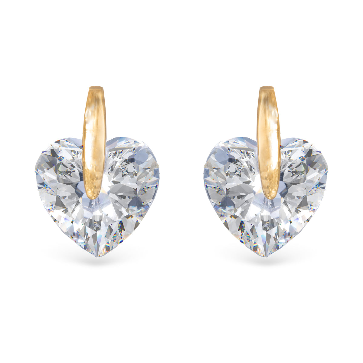 Pinched Heart CZ Earrings Gold