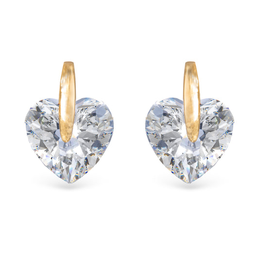Pinched Heart CZ Earrings Gold