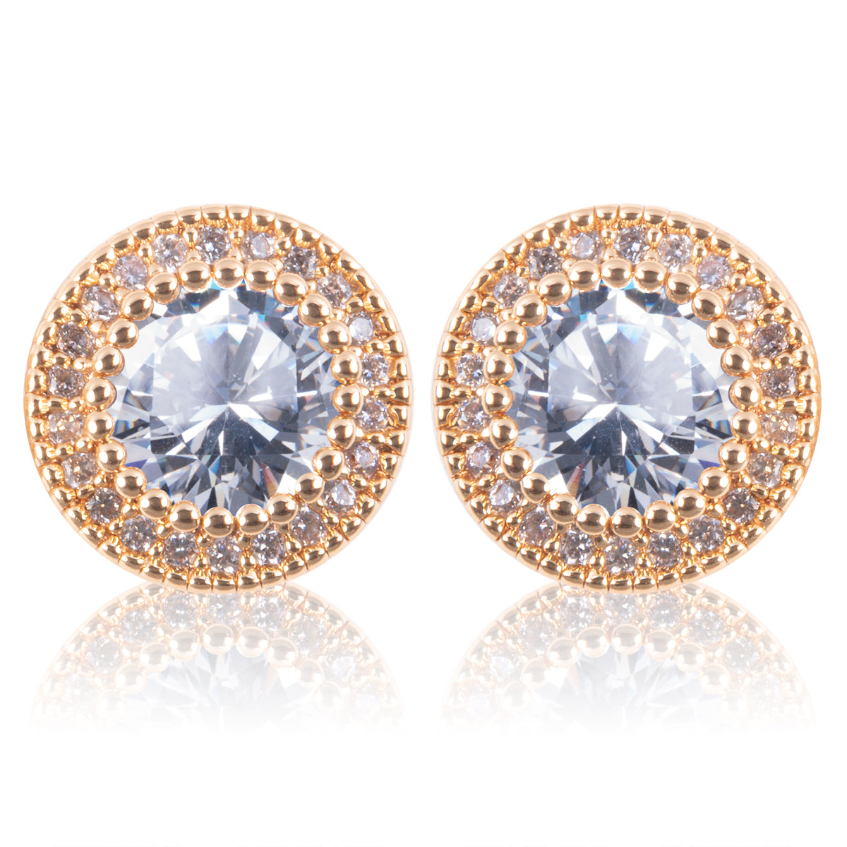 Ice Blu Round Halo Stud Earrings