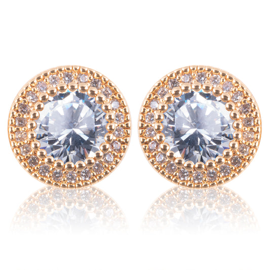 Ice Blu Round Halo Stud Earrings