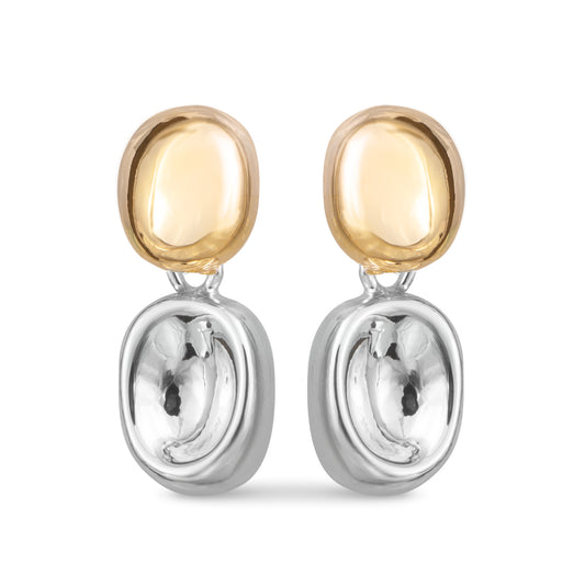 Eden Mini Drop Two Tone Stud Gold And Silver