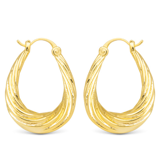 Lucy Polished Chunky Twisted Rib Oval Hoop Gold