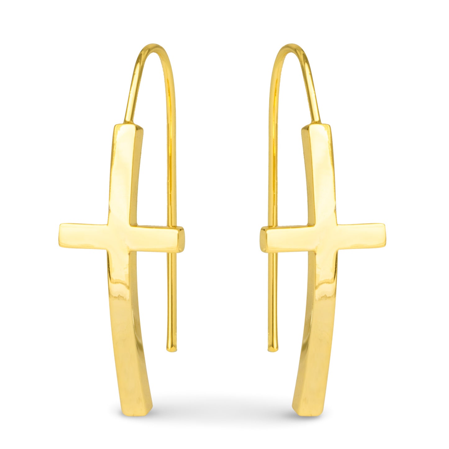 Maria Polished Cross Drop Earrings Gold