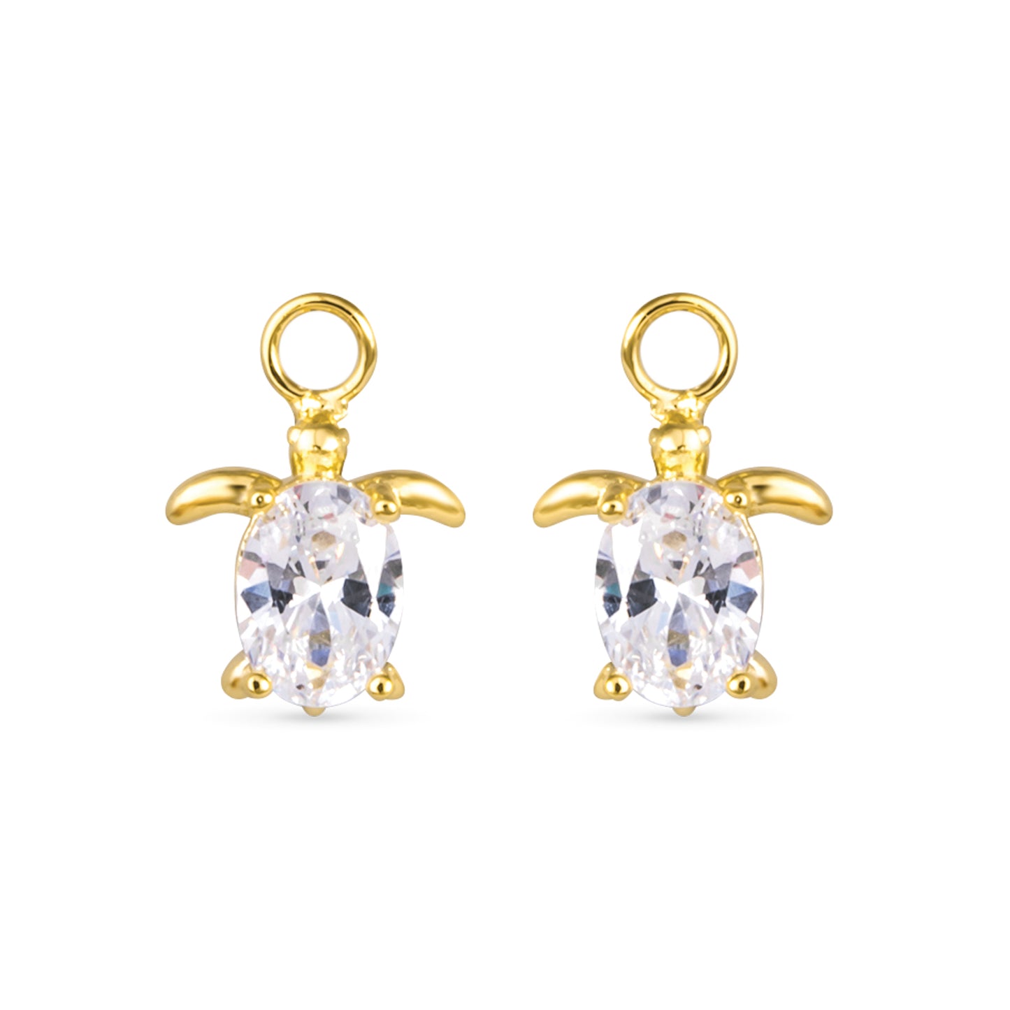CZ Turtle Earring Charm Gold