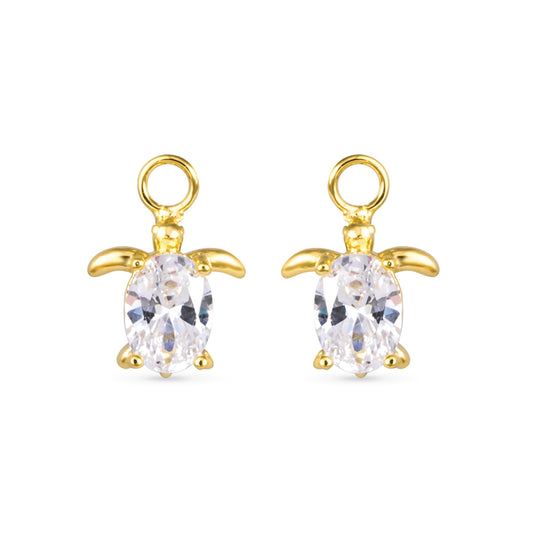 CZ Turtle Earring Charm Gold