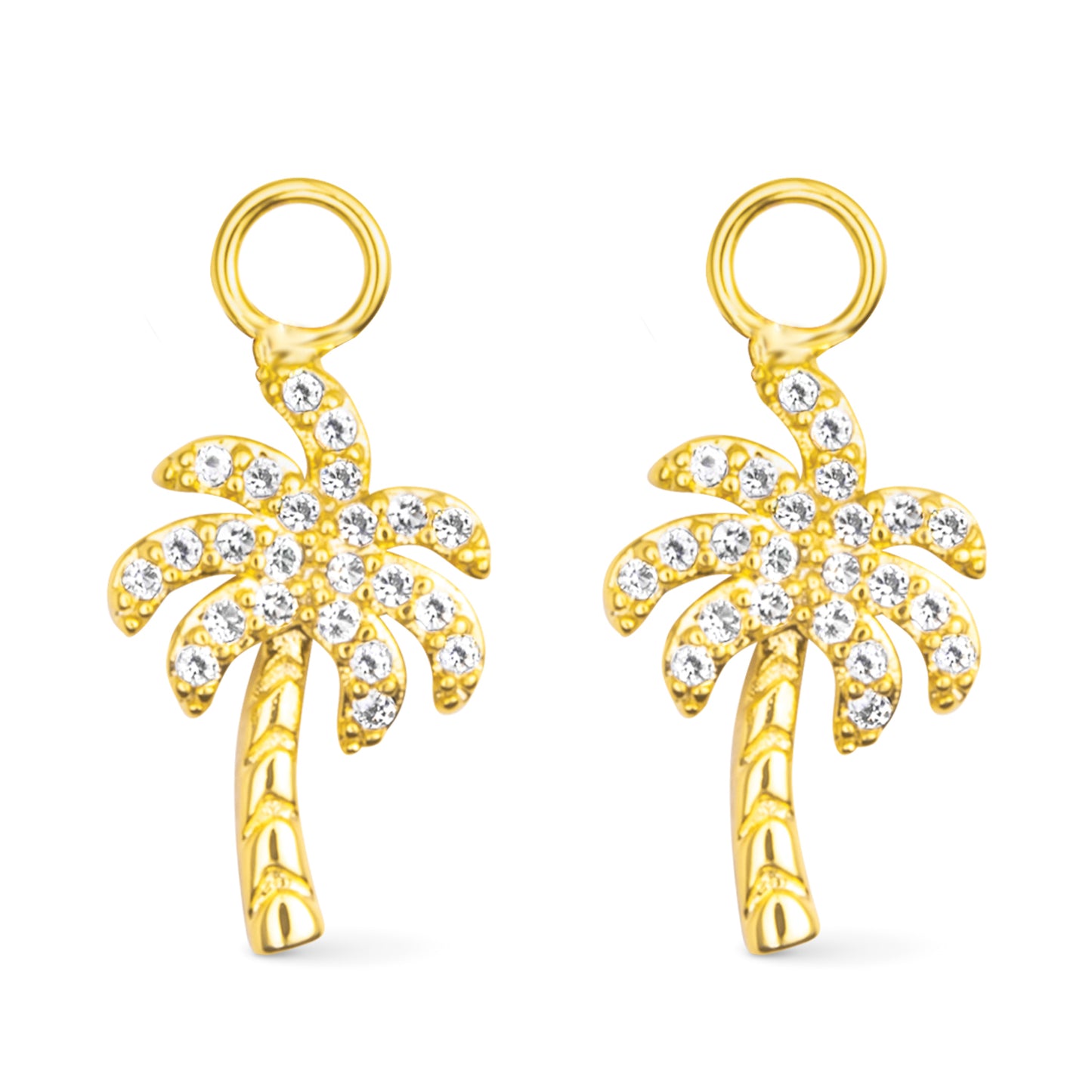 CZ Palm Tree Earring Charm Gold