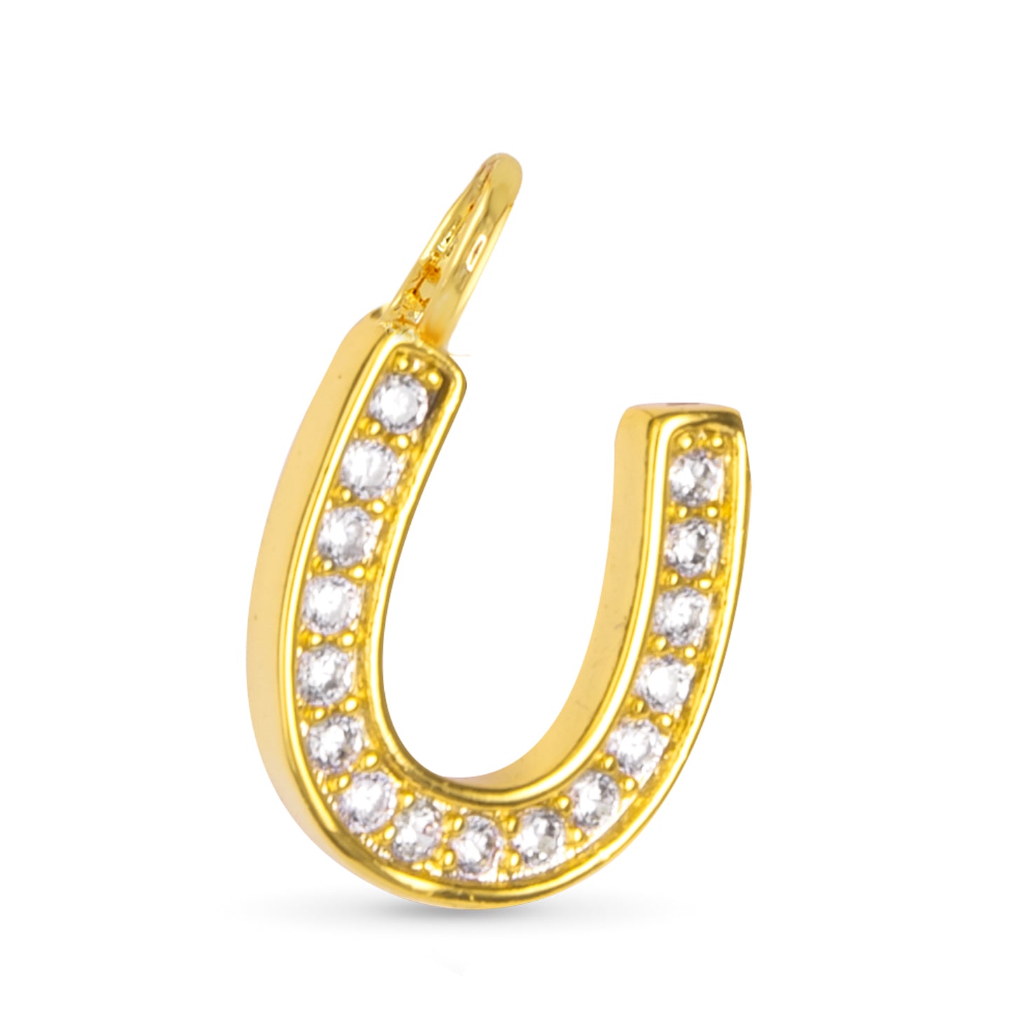 Horseshoe outline with cubic zirconia detailing necklace charm.