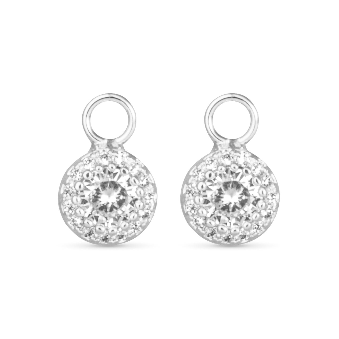 Silver earring charms with crystal design