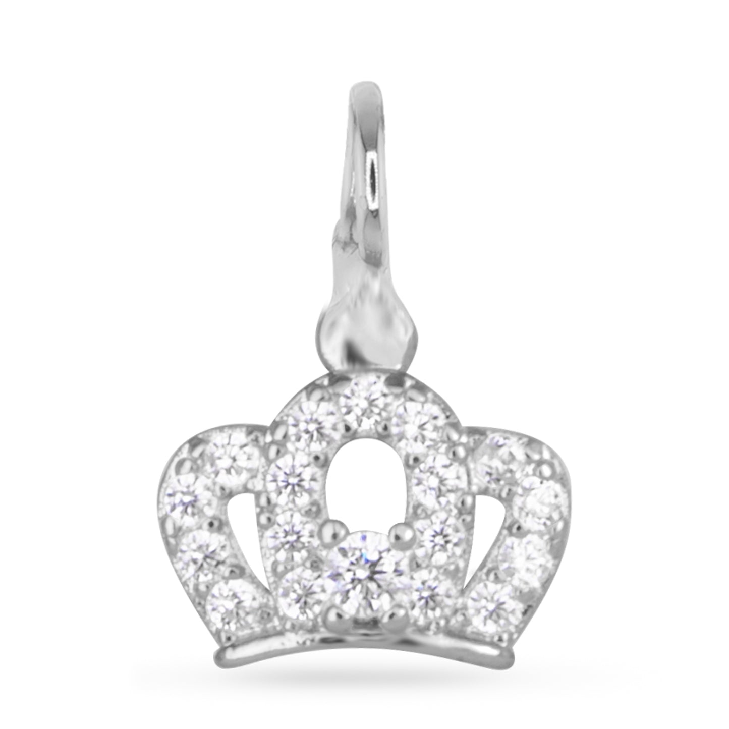 Silver necklace necklace charm with faux crystal crown pendant