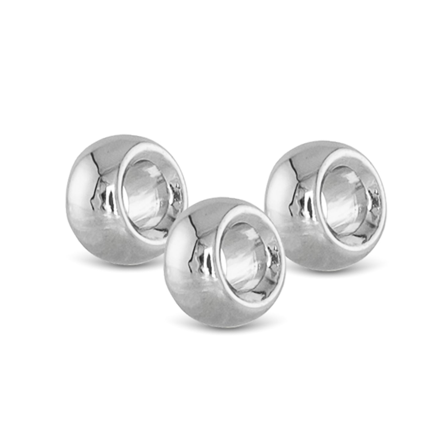 Three silver round necklace charm spacers