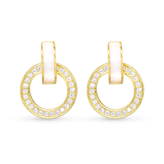 gold hoop earrings with rhinestone details