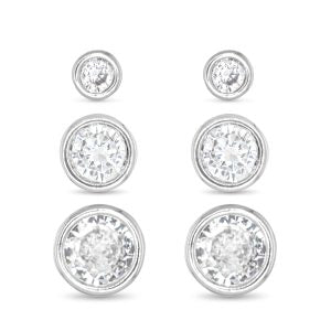 Silver Stud Trio Earring Set