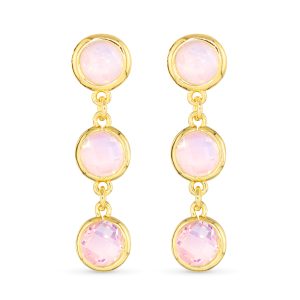 Gold Faceted CZ Earrings - Pink