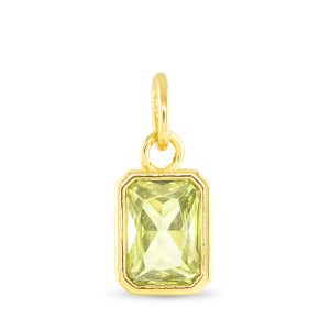gold pendent with a light green stone in it