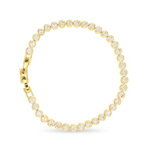 Gold CZ Solitare Bezel Tennis Bracelet