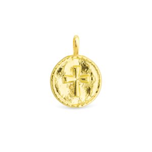 gold pendent with a cross engrave on it