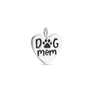 Silver Dog Mom Charm, Sterling Silver Dipped