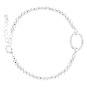 sliver beaded bracelet with a open circle detailed