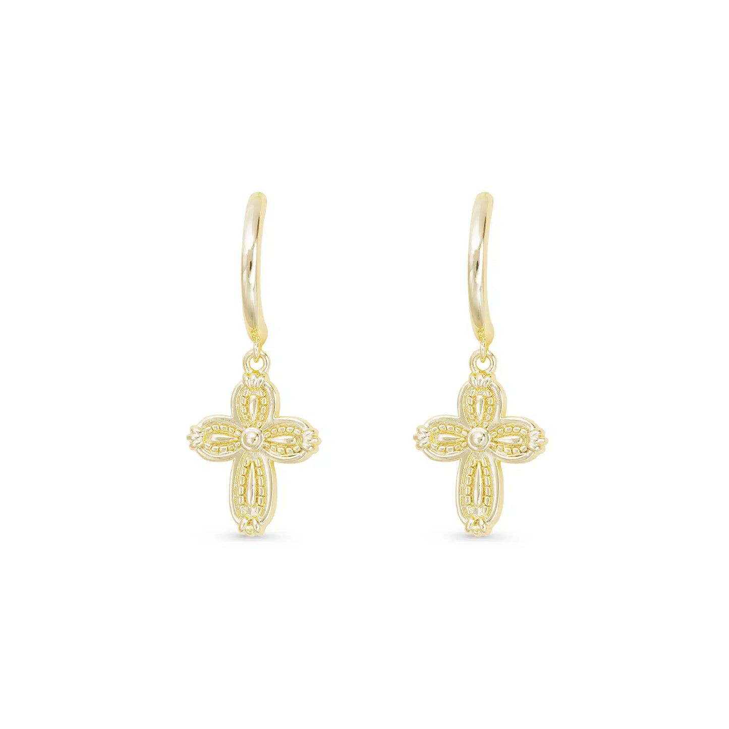Gold Small Cross Dangle Earrings