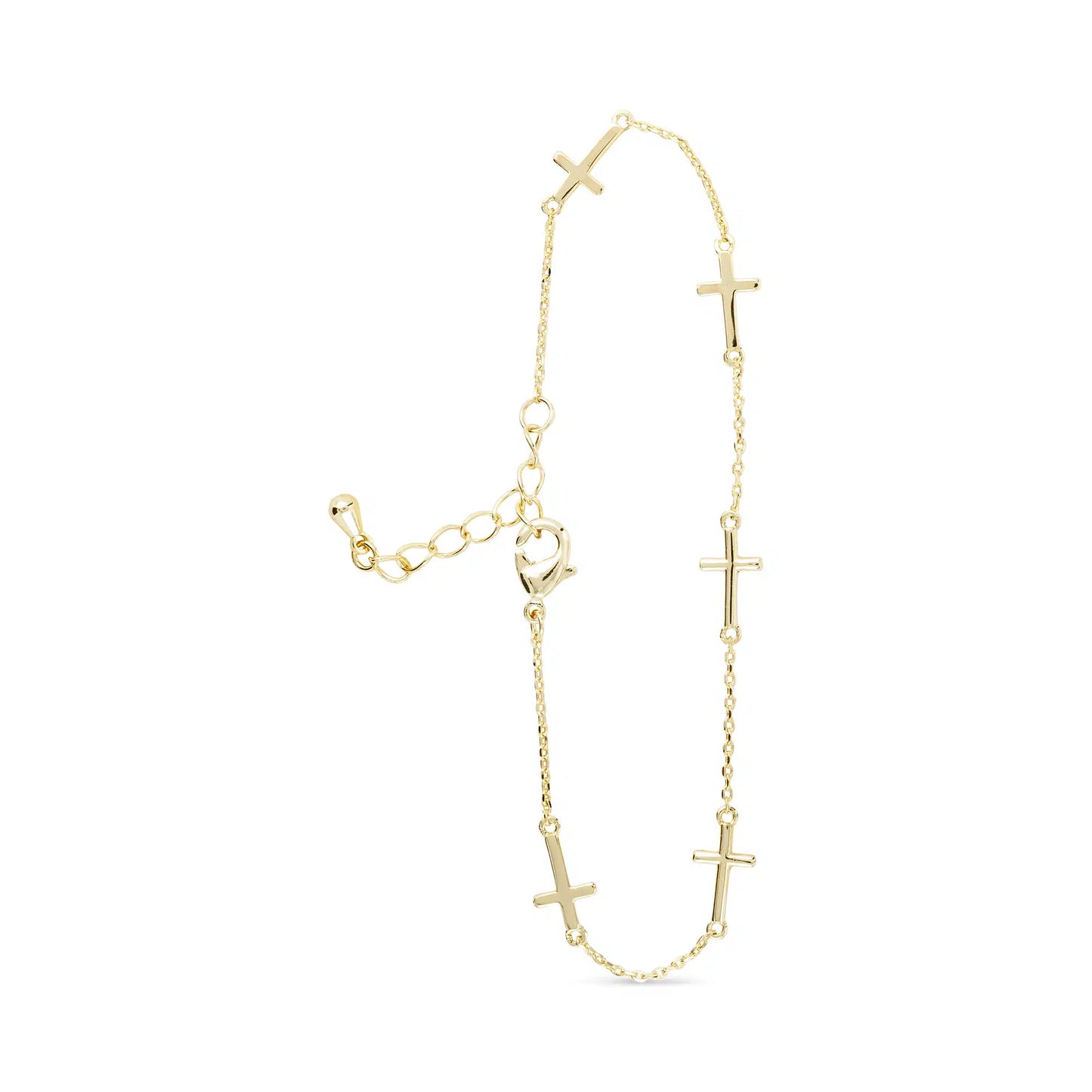 Dainty Gold Chain Bracelet with Mini Cross Pendants