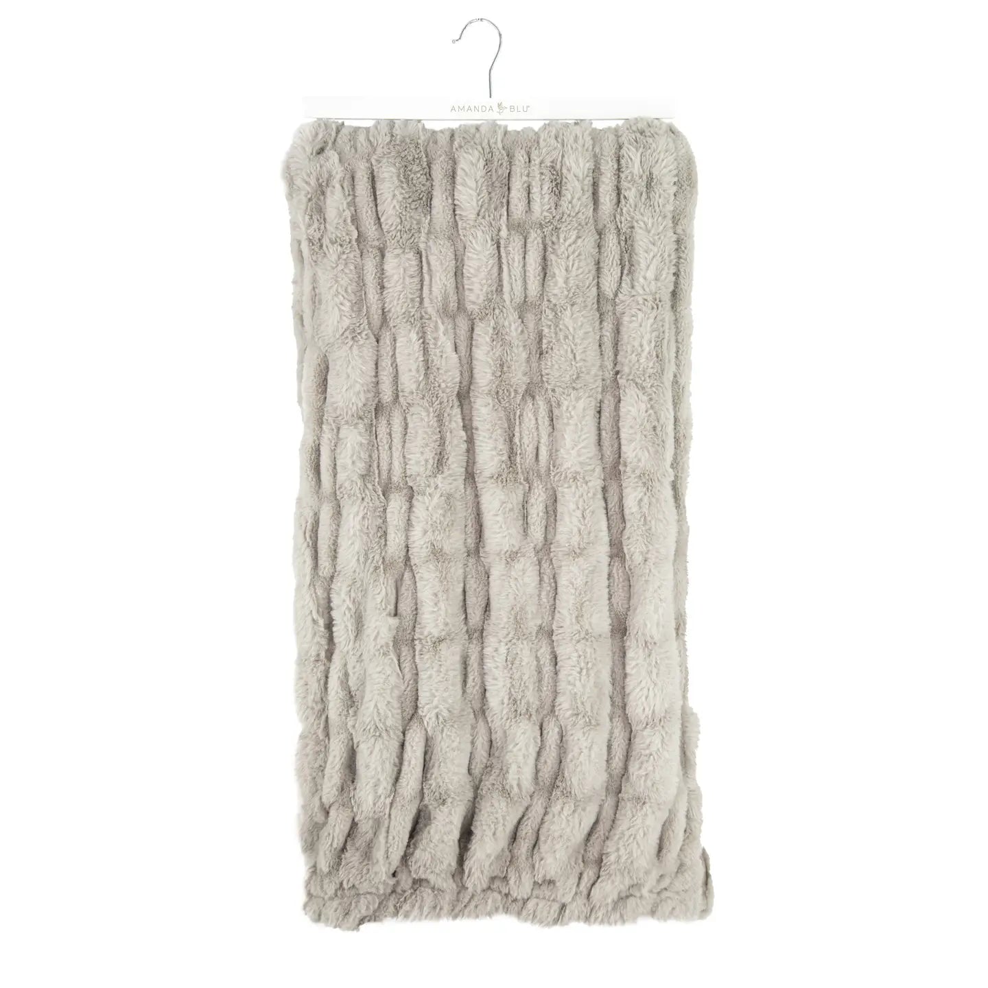 Amanda Blu Light Grey Gathered Stretched Throw Blanket